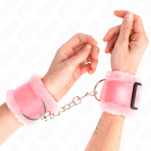 Kink – Appui-poignets doublés de fourrure rose réglable 17-31 cm x 7 cm
