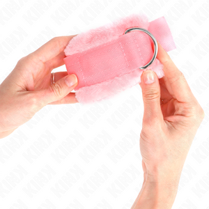 Kink – Appui-poignets doublés de fourrure rose réglable 17-31 cm x 7 cm