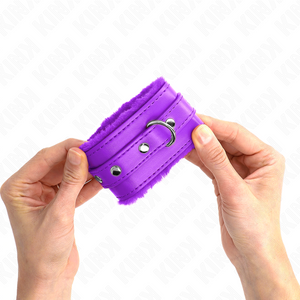 Kink – Appui-poignets doublés de fourrure premium violet avec ceinture violet ajustable 17-29 cm x 6 cm
