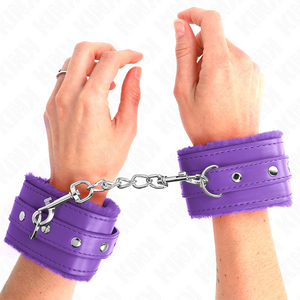 Kink – Appui-poignets doublés de fourrure premium violet avec ceinture violet ajustable 17-29 cm x 6 cm