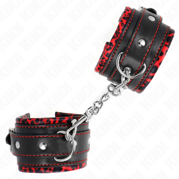 KINK - MUÑEQUERAS FORRADAS ROJO / NEGRO VERSTELBAAR 17-29 CM X 6 CM