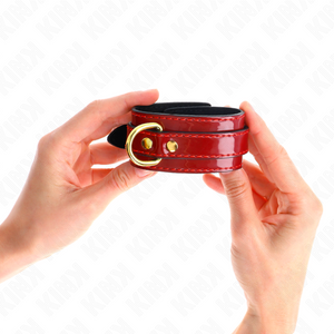 Kink – Poignets joanna angel rouge ajustables avec chaîne or 16,5-26 cm x 4 cm