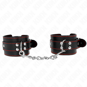Kink – Appui-poignets noir avec doublure rouge réglable 20-28 cm x 5,5 cm