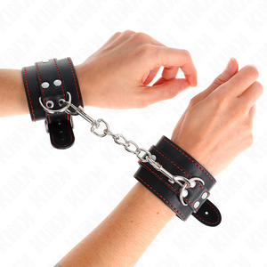 Kink – Appui-poignets noir avec doublure rouge réglable 20-28 cm x 5,5 cm