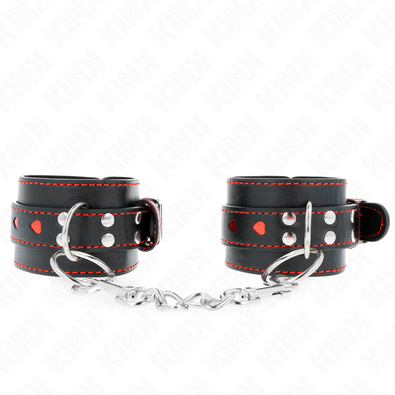 Kink – Appui-poignets noir avec incrustation coeur rouge réglable 21-28 cm x 5,5 cm