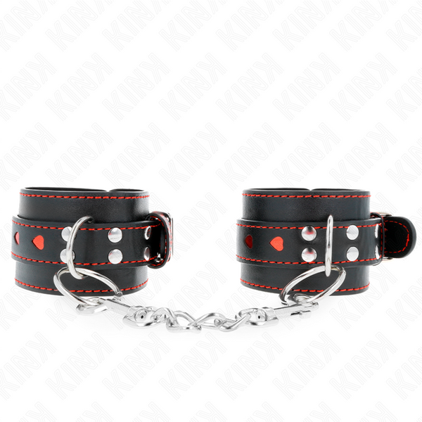 Kink – Appui-poignets noir avec incrustation coeur rouge réglable 21-28 cm x 5,5 cm
