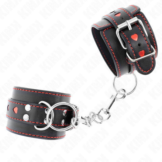 KINK - BLACK MUÑEQUERAS WITH ADJUSTABLE RED CORAZON ENCRUSTACIÓN 21-28 CM X 5.5 CM