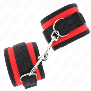 Kink – Appareils-poignets à crochet et boucle en nylon rouge-noir modèle 2 réglable 18-35 cm x 6 cm