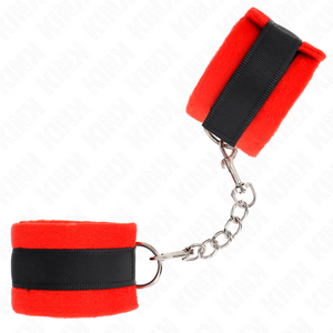 Kink – Manchettes débutant en fourrure noir-rouge 30 x 7 cm