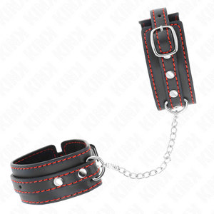 Kink – Petites retenues-poignets noires avec doublure rouge réglable 14-24 cm x 3,5 cm