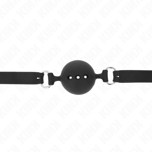 KINK - MORDAZA 55 x 2 CM DE BOLA 4.5 CM DE SILICONA COMPLETA TALLA M NEGRO ADJUSTABLE 35-51 CM