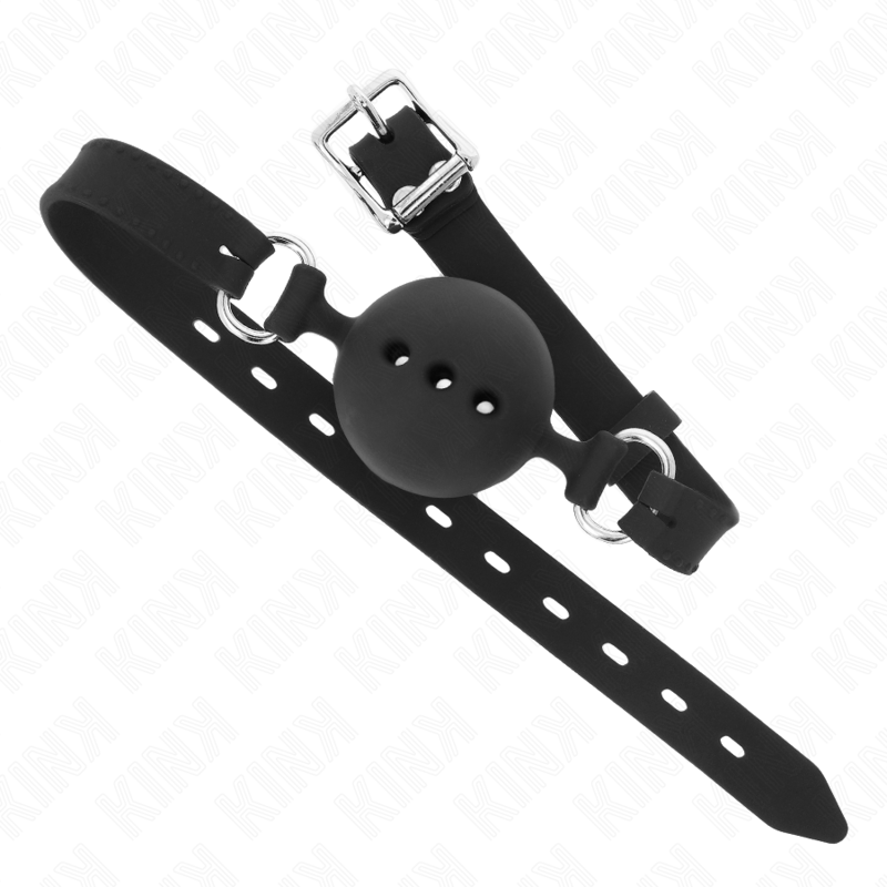 KINK - MORDAZA 55 x 2 CM DE BOLA 4.5 CM DE SILICONA COMPLETA TALLA M NEGRO ADJUSTABLE 35-51 CM