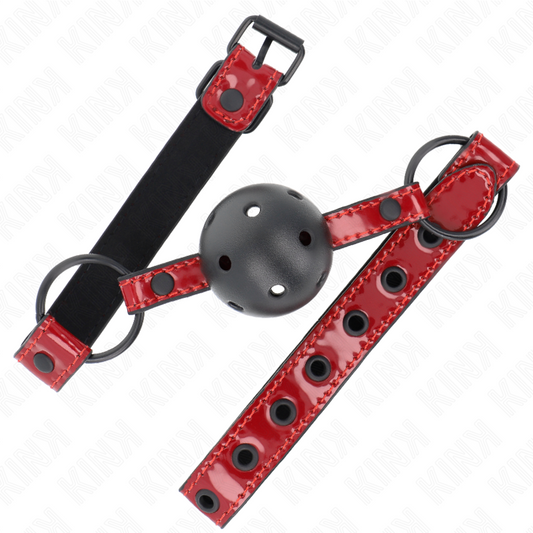 KINK - MORDAZA DE BOLA 4.5 CM POLIPIEL BRILLANTE 63.5 X 2 CM ADJUSTABLE 41 X 59 CM