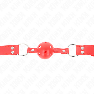 Kink – Bâillon à boule dur creux rouge complet 62 x 2 cm