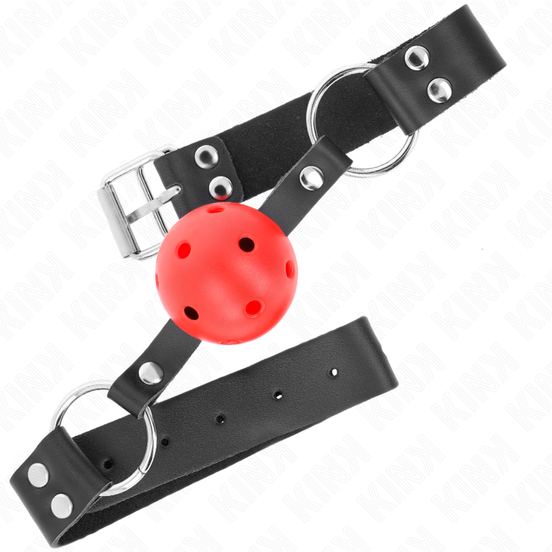 KINK - MORDAZA DE BOLA 4 CM TRANSPIRABLE WITH DOBLE REMACHE ROJO 62 x 2.5 CM ADJUSTABLE 42-58 CM
