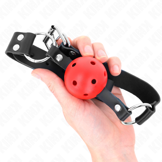 KINK - MORDAZA DE BOLA 4 CM TRANSPIRABLE WITH DOBLE REMACHE ROJO 62 x 2.5 CM ADJUSTABLE 42-58 CM