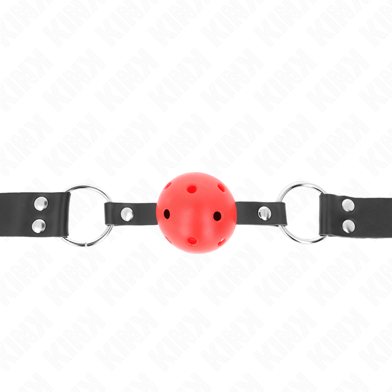 KINK - MORDAZA DE BOLA 4 CM TRANSPIRABLE WITH DOBLE REMACHE ROJO 62 x 2.5 CM ADJUSTABLE 42-58 CM