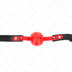 Kink – Balle dure creuse rouge 4 cm gag bracelet noir 60 x 2 cm ajustable 37-52 cm