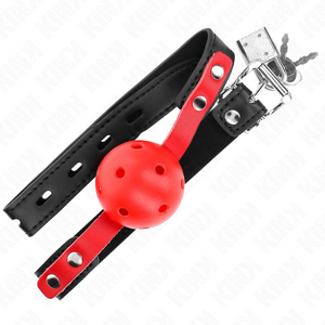 Kink – Balle dure creuse rouge 4 cm gag bracelet noir 60 x 2 cm ajustable 37-52 cm