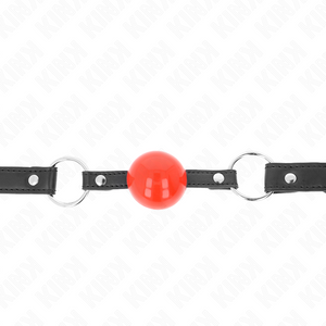 Kink – Bâillon balle 4 cm avec serrure boule rouge bracelet noir 60 x 2 cm