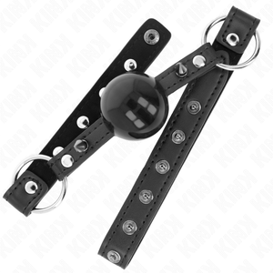 Kink – Bâillon balle 4 cm avec pointe rivet et snap lock 65 x 2 cm