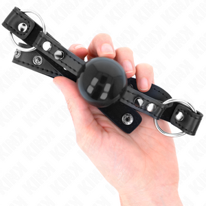 Kink – Bâillon balle 4 cm avec pointe rivet et snap lock 65 x 2 cm
