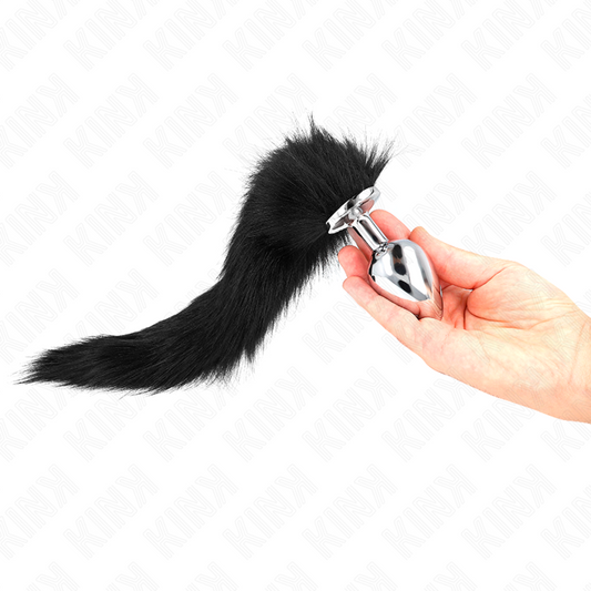 KINK - ANAL PLUG TALLA L 10 X 4 CM WITH COLA SINTÉTICA 40 CM NEGRO