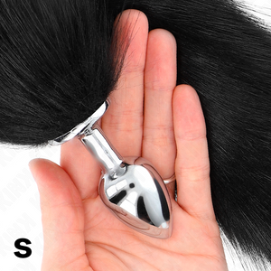 Kink – Plug anal taille S 7 x 3 cm avec queue synthétique 40 cm noir