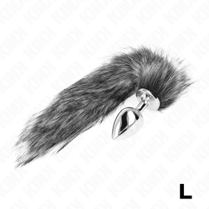 Kink – Plug anal taille L 10 x 4 cm avec queue synthétique 40 cm gris