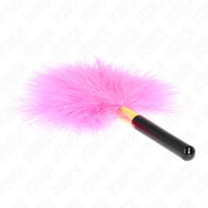 Kink – Plumes tickle en métal doré fuchsia 18 cm