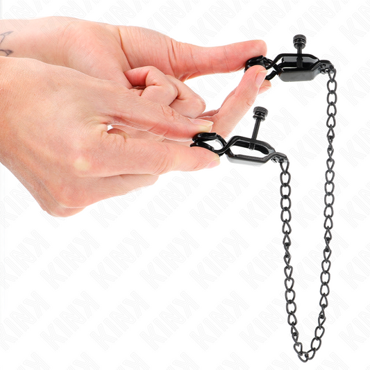 KINK - PINZAS PARA PEZONES PLANAS NEGRO WITH CADENA NEGRO 30 CM