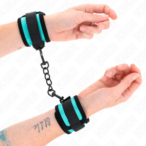 Kink – Appareils de poignet en nylon à crochet et boucle noir-bleu réglable 18-32 cm x 5 cm