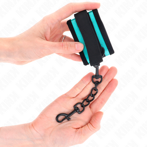 Kink – Appareils de poignet en nylon à crochet et boucle noir-bleu réglable 18-32 cm x 5 cm