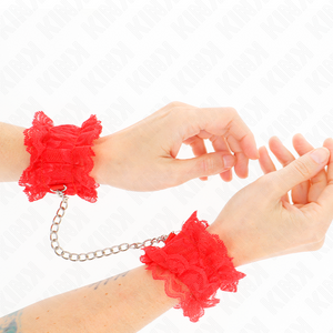 Kink – Attentes-poignets élastiques en dentelle rouge