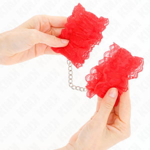 Kink – Attentes-poignets élastiques en dentelle rouge