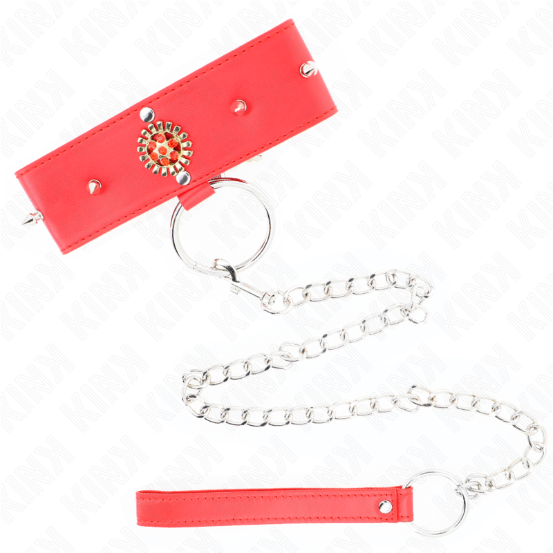 KINK - KRAAG MET CORREA 65 CM CUELLO DE DIAMANTES ROJO VERSTELBAAR 35-51 CM X 7 CM