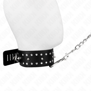 Kink – Collier avec laisse 65 cm avec clous argentés modèle 1 ajustable 36-43 cm x 5 cm