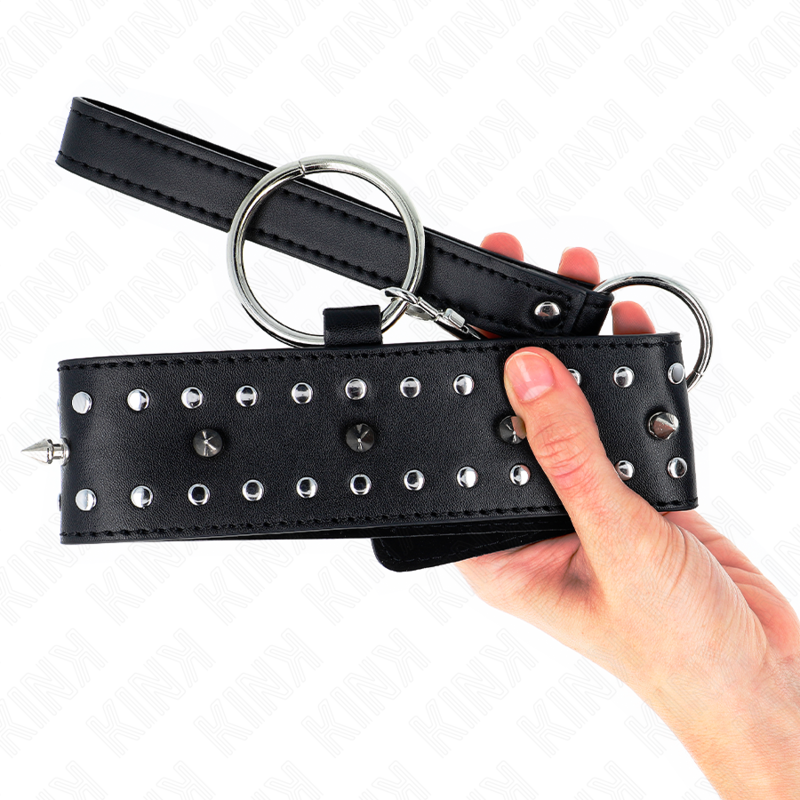 KINK - KRAAG MET CORREA 65 CM MET TACHUELAS PLATEADAS MODEL 1 VERSTELBAAR 36-43 CM X 5 CM