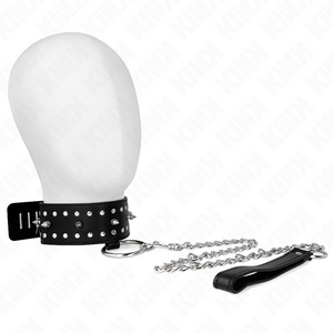 Kink – Collier avec laisse 65 cm avec clous argentés modèle 1 ajustable 36-43 cm x 5 cm