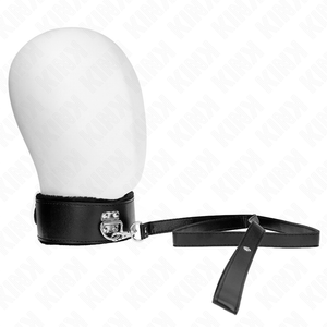 Kink – Collier avec laisse 116 cm avec clous argentés modèle 4 noir ajustable 40-48 cm x 6 cm