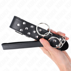 Kink – Collier rivet anneau avec ceinture 65 cm noir ajustable 36-50 cm x 3,8 cm