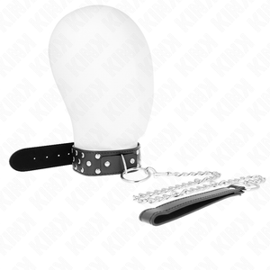 Kink – Collier rivet anneau avec ceinture 65 cm noir ajustable 36-50 cm x 3,8 cm