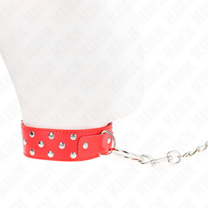 Kink – Collier rivet anneau avec ceinture 65 cm rouge ajustable 36-50 cm x 3,8 cm