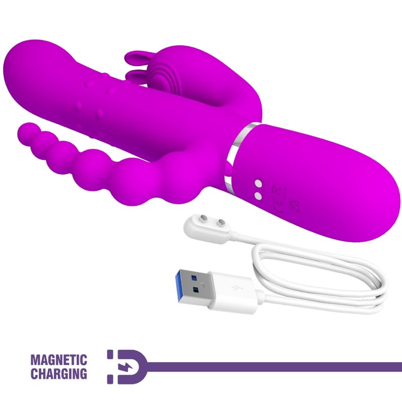 PRETTY LOVE - CAMMY TRIPLE VIBRADOR MULTIFUNCTION 4 IN 1 PINK