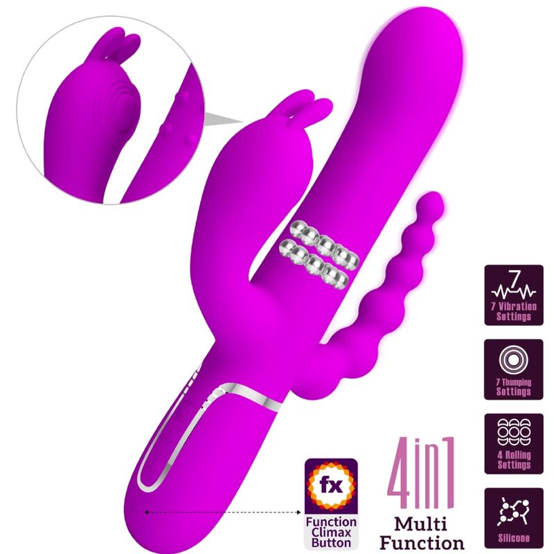 PRETTY LOVE - CAMMY TRIPLE VIBRADOR MULTIFUNCTION 4 IN 1 PINK