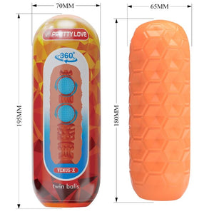Pretty Love – Masturbateur pour homme à deux boules orange