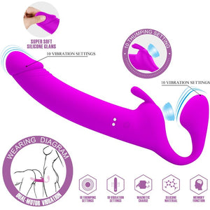 Pretty Love – Zanini strapless strap-on 10 vibrations violet