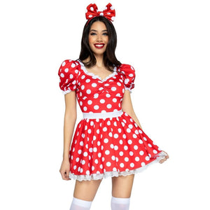 Leg Avenue – Robe à pois + bandeau rouge/blanc S