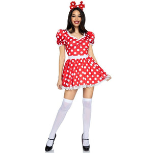 Leg Avenue – Robe à pois + bandeau rouge/blanc M