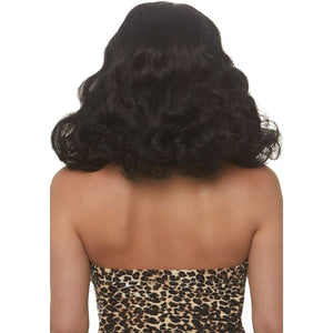 Leg Avenue – Perruque rétro bouclée avec frange noire lumineuse